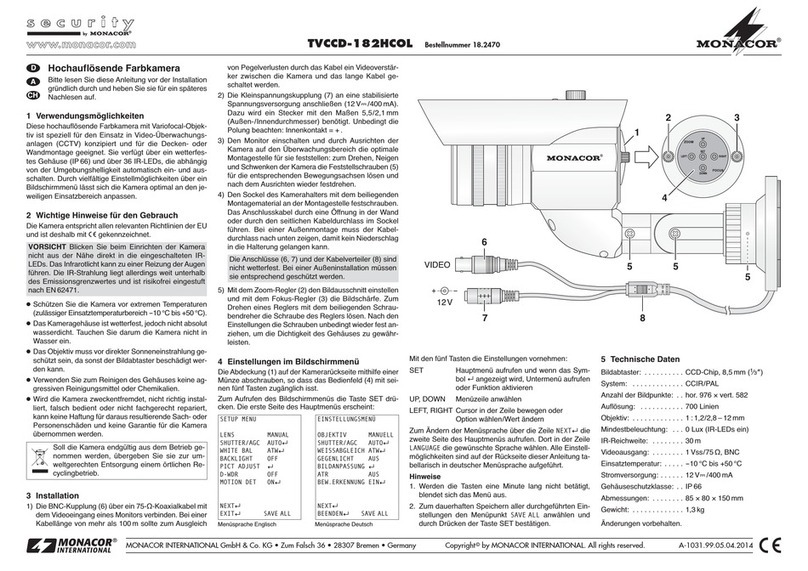 Monacor TVCCD-182HCOL User manual