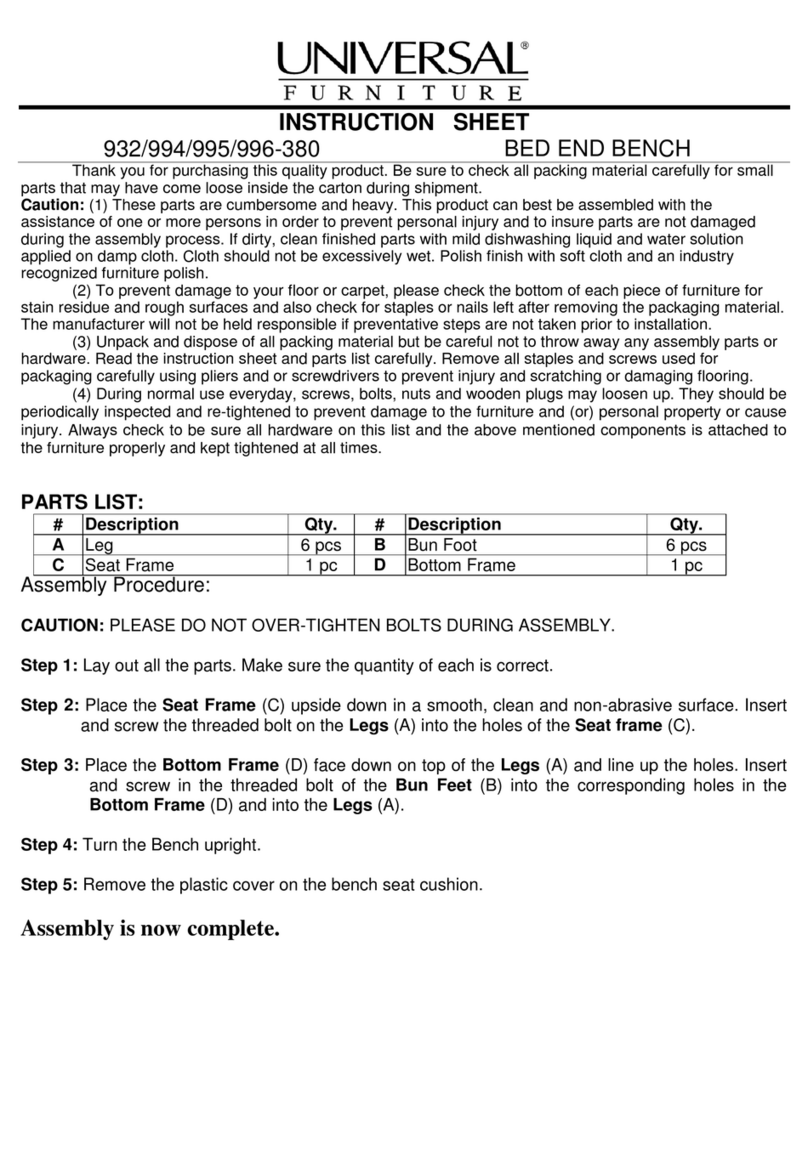 Universal Furniture 932-380 instruction sheet