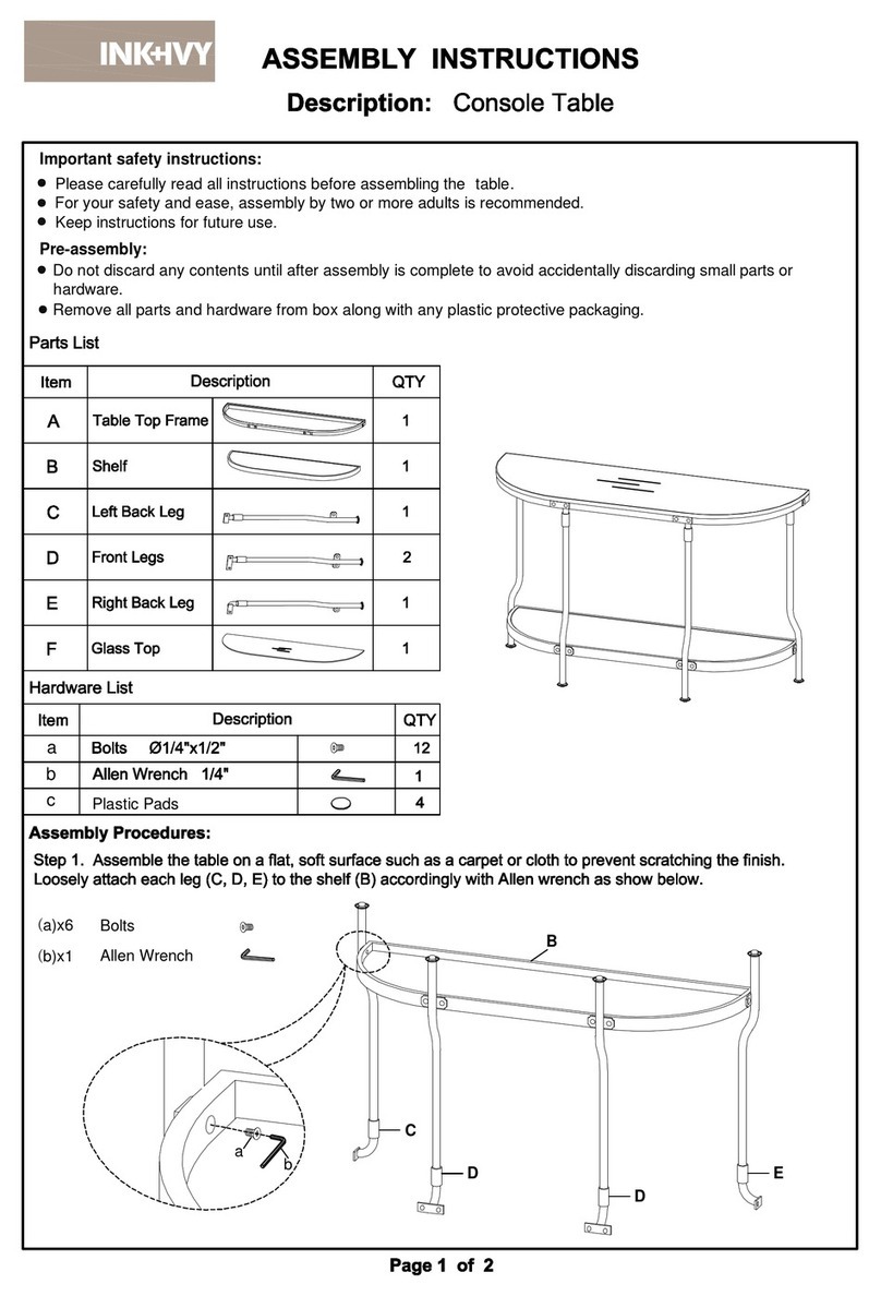 INK+IVY Console Table Assembly instructions