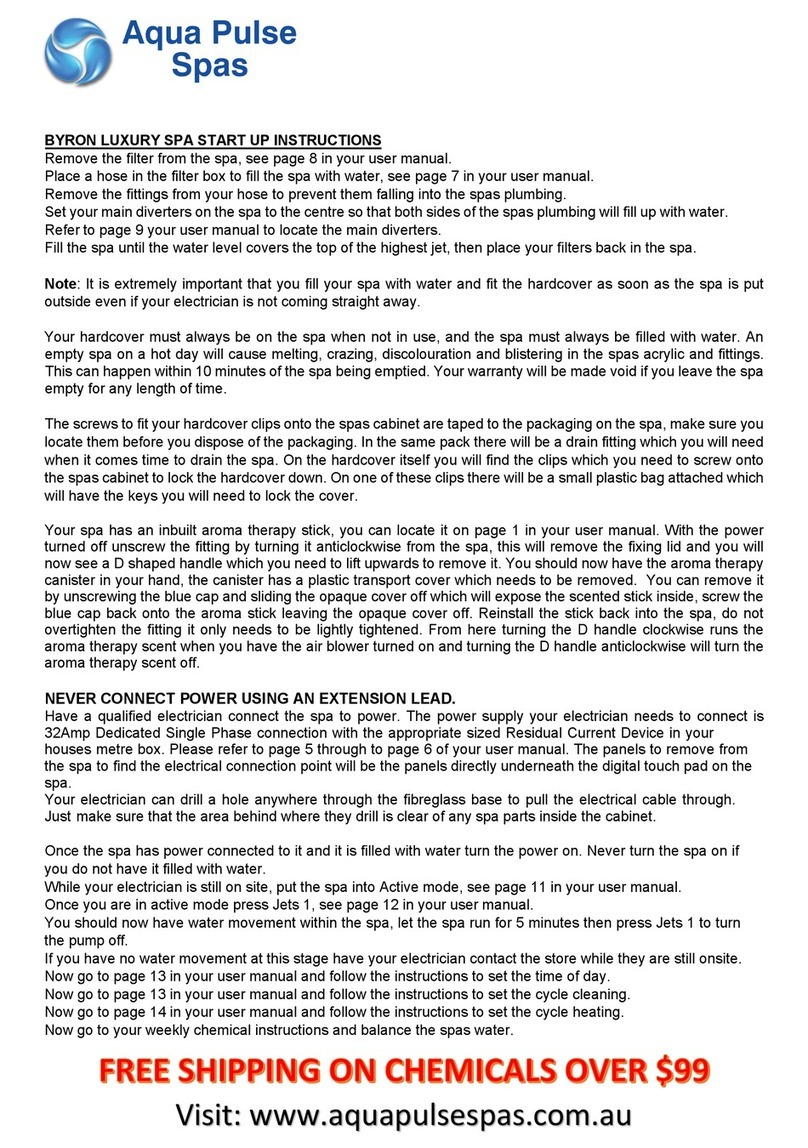 Aqua Pulse Spas Byron Luxury Spa Start-up instructions