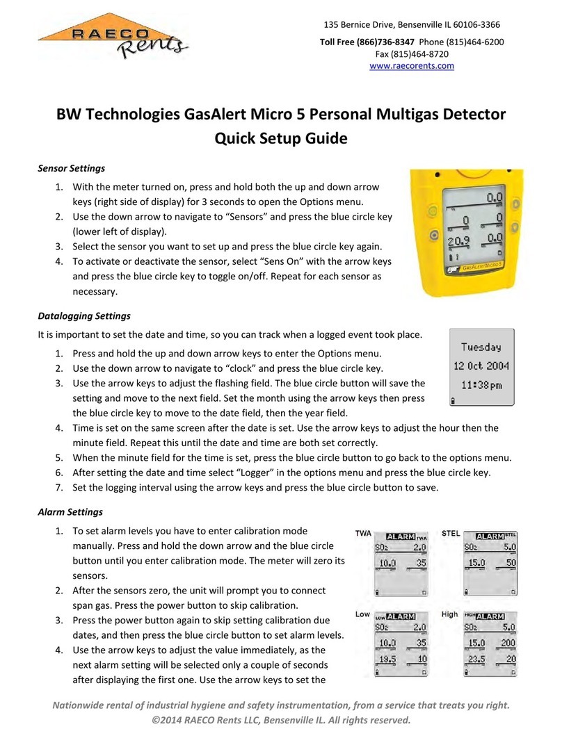 BW Technologies GasAlert Micro 5 Quick setup guide