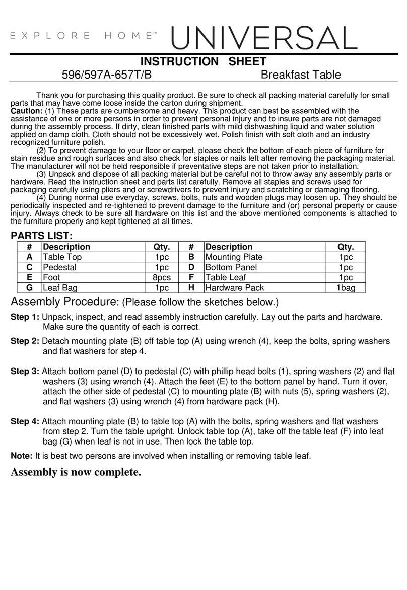 Universal Furniture 596A-657T instruction sheet Universal Furniture 596A-657T instruction sheet