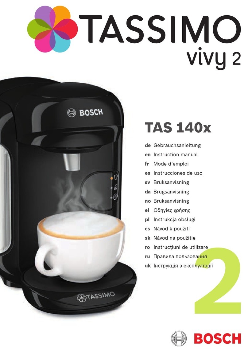 Bosch TASSIMO vivy 2 TAS 140 Series User manual Bosch TASSIMO vivy 2 TAS 140 Series User manual