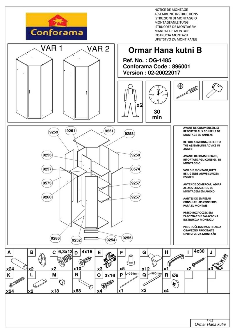 CONFORAMA Ormar Hana kutni B 896001 Installation guide