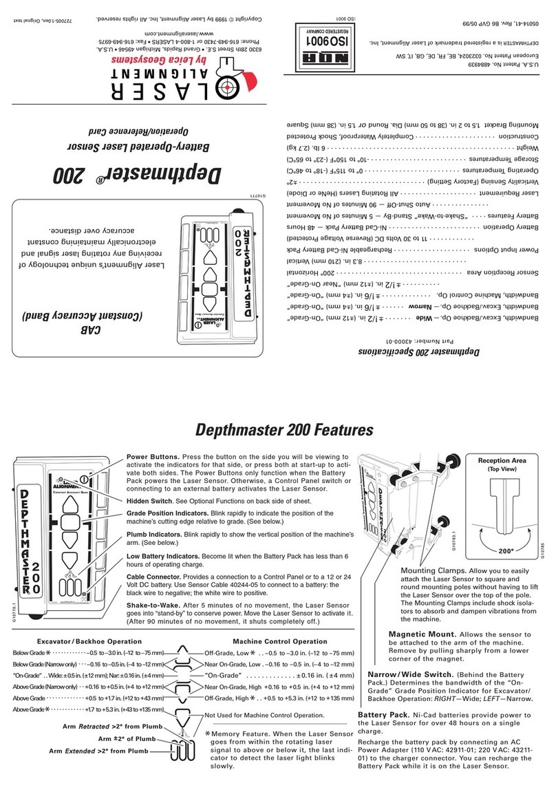 Leica Laser Alignment Depthmaster 200 Operation/Reference Card