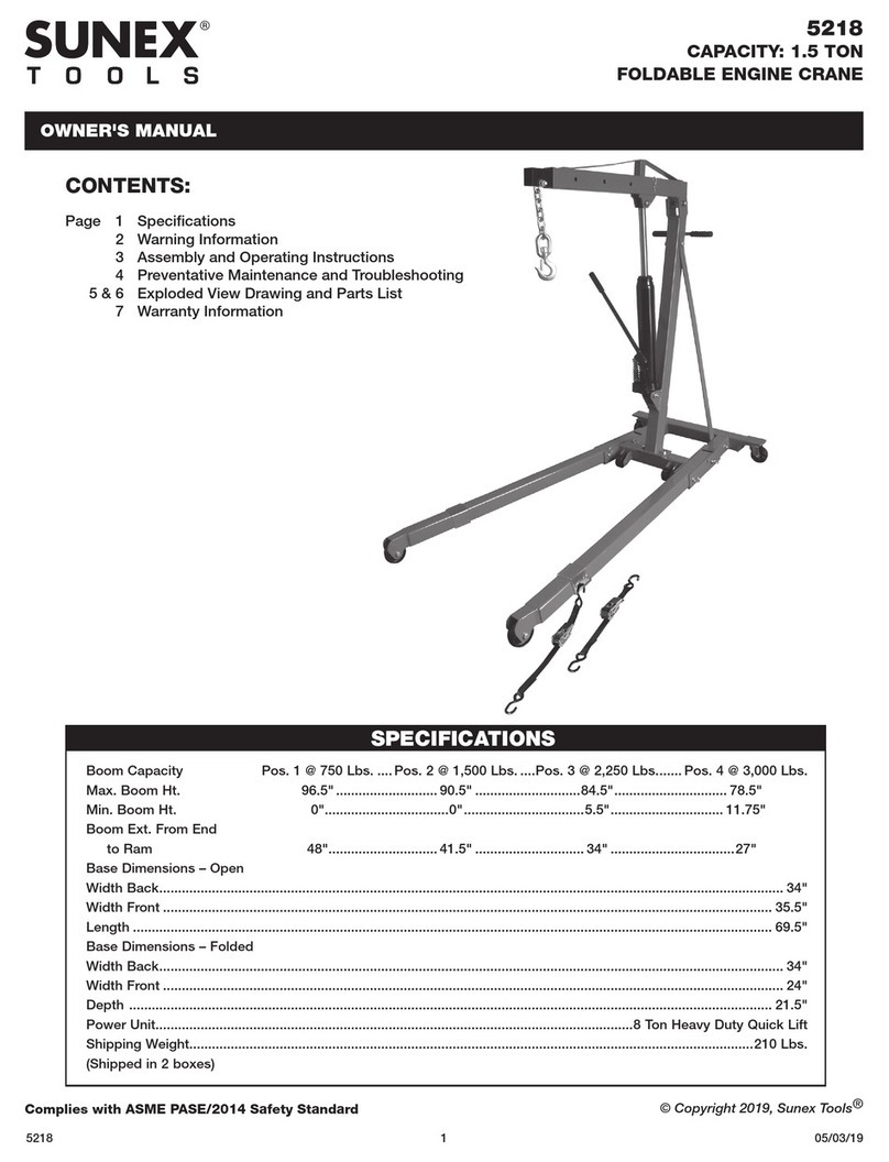 Sunex Tools 5218 owner's manual Sunex Tools 5218 owner's manual