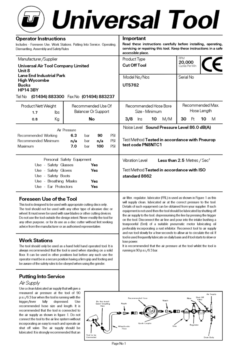 Universal Tool UT5762 Operator instructions