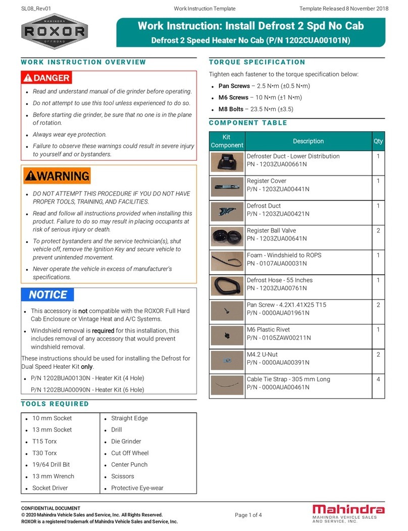 Mahindra Roxor 1202CUA00101N Work instructions