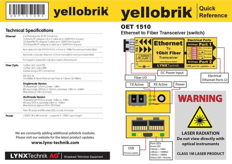 Lynx yellobrik OET 1510 quick reference