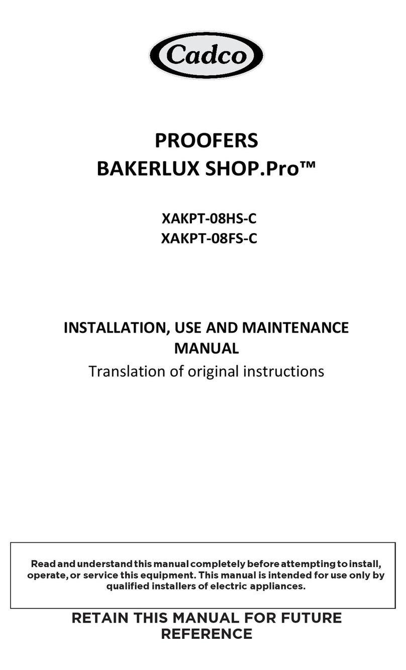 Cadco BAKERLUX SHOP.Pro XAKPT-08HS-C Installation, use and maintenance manual