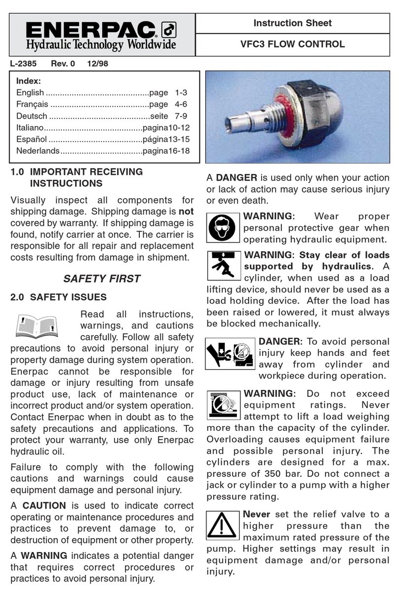 Enerpac VFC3 instruction sheet