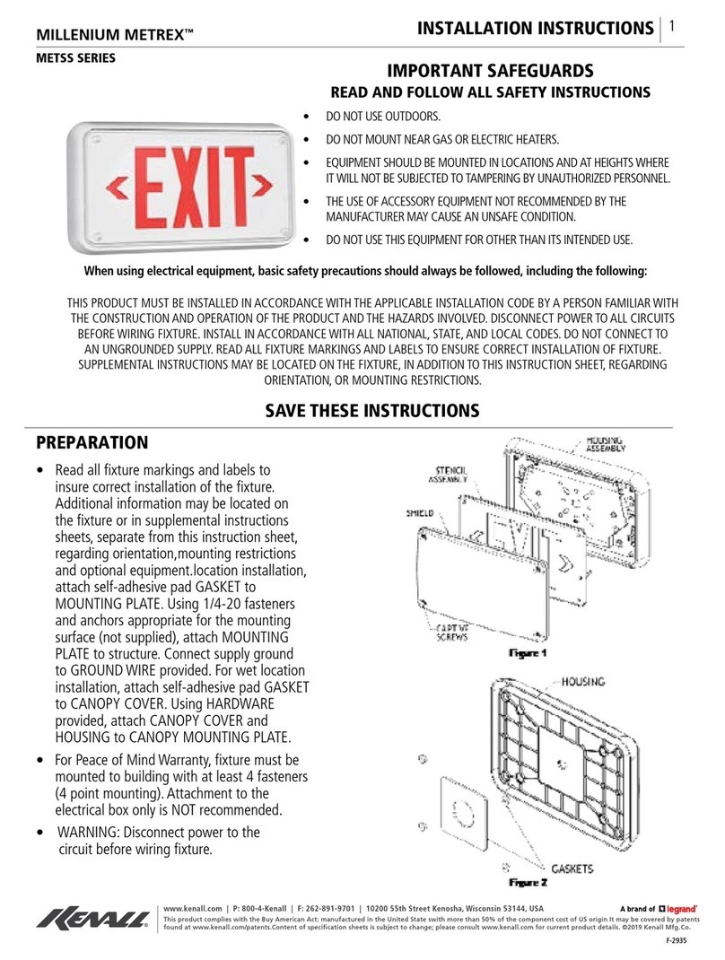 LEGRAND Kenall MILLENIUM METREX METSS Series installation instructions