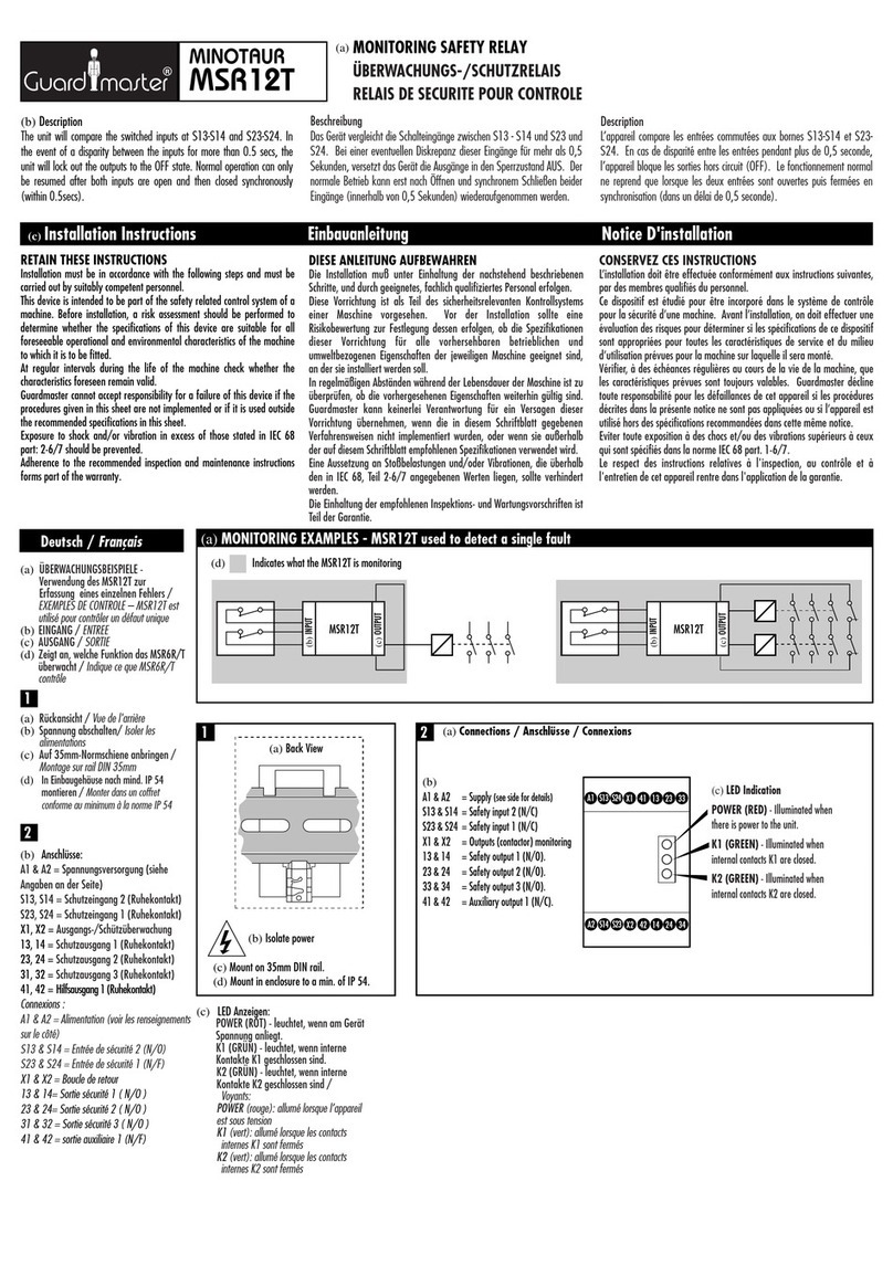Guard master MINOTAUR MSR12T installation instructions