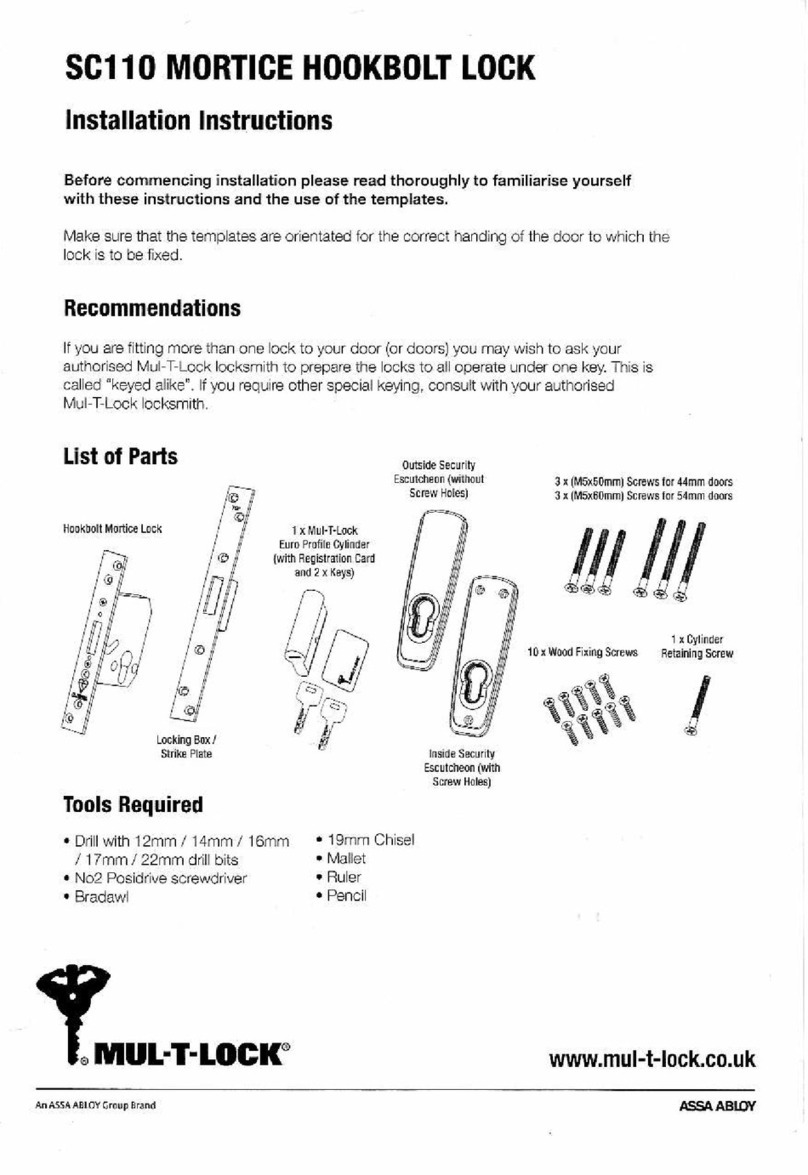 Assa Abloy MUL-T-LOCK SC110 installation instructions