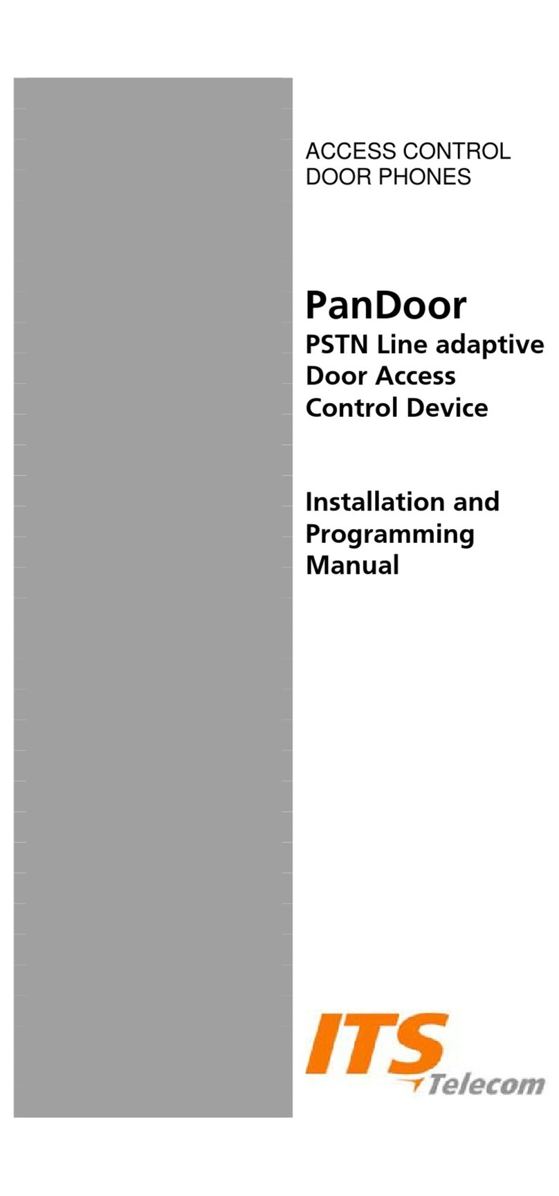 ITS Telecom PanDoor Installation and programming manual ITS Telecom PanDoor Installation and programming manual