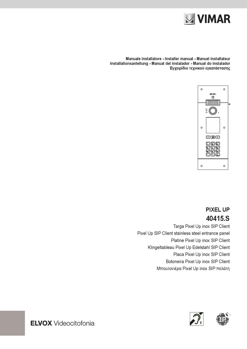 Vimar ELVOX PIXEL UP: 40415.S Installer manual
