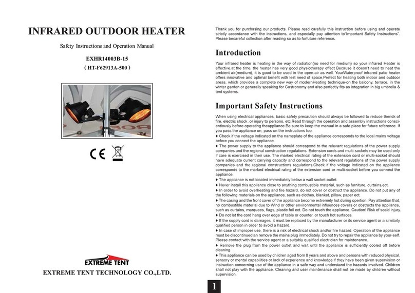 Extreme Tent EXHR14003B-15 Safety instructions and operation manual