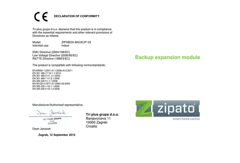 Zipato ZIPABOX-BACKUP-V5 quick start guide