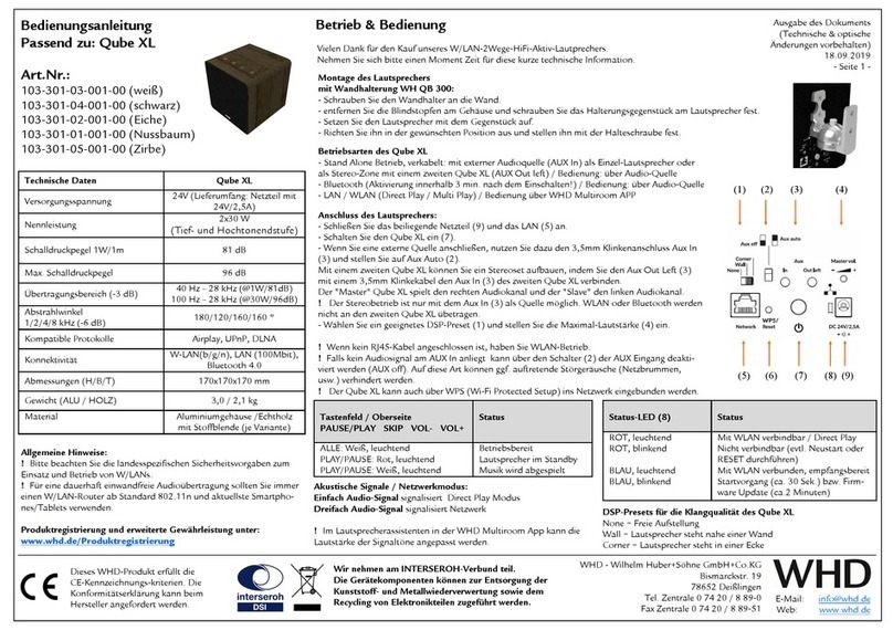 WHD Qube XL User manual
