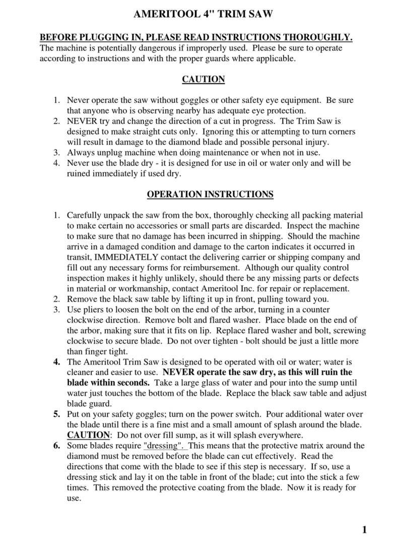 Ameritool 4" TRIM SAW instructions