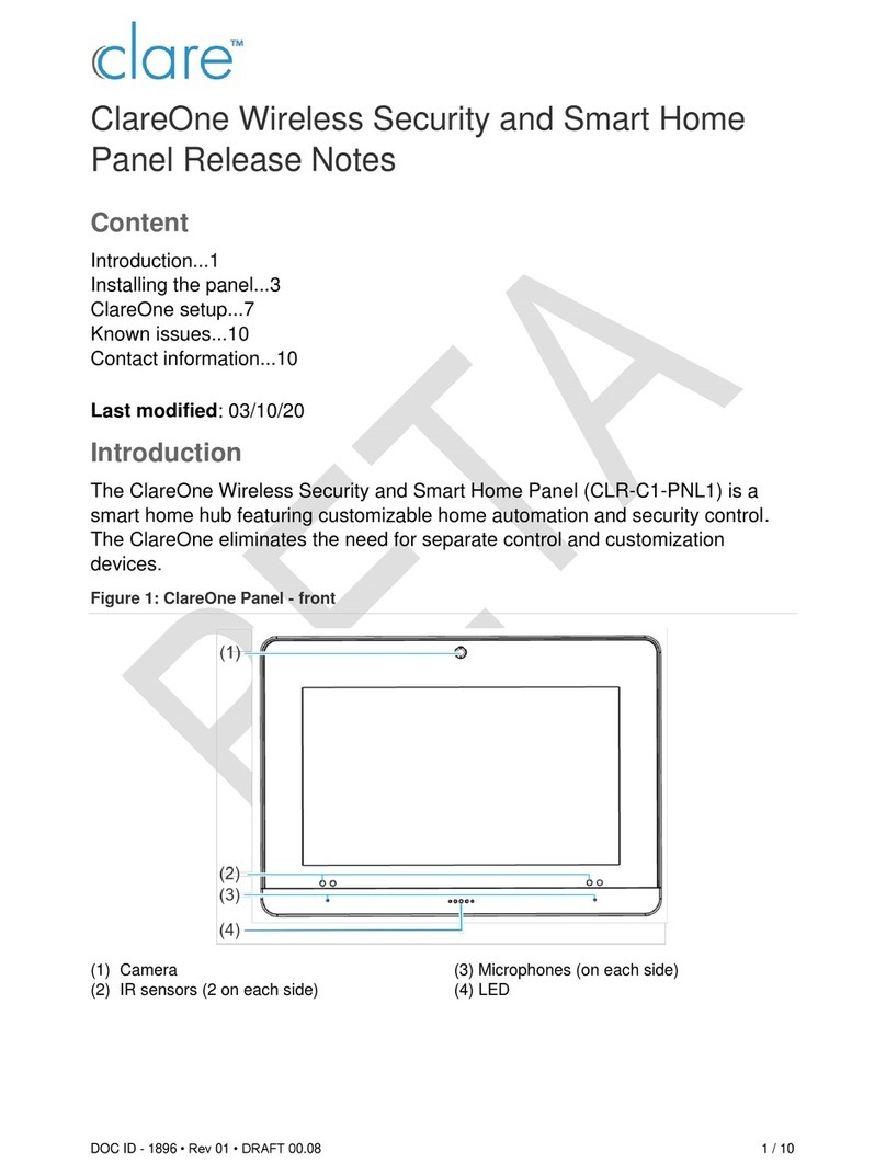 Clare Controls ClareOne CLR-C1-PNL1 Release notes