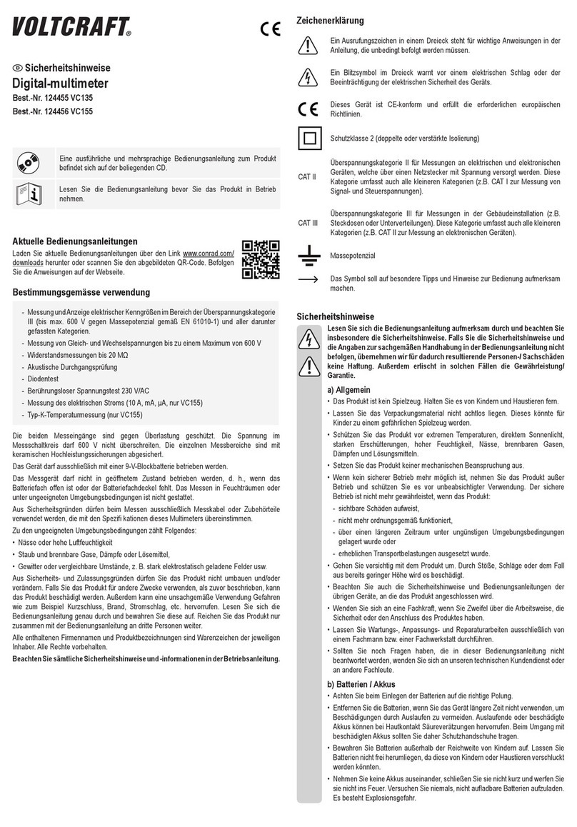 VOLTCRAFT VC135 Installation instructions