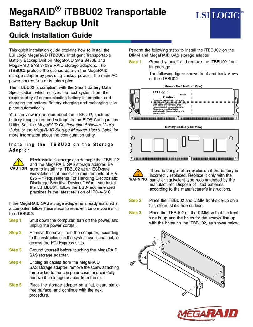 LSI MegaRAID iTBBU02 Quick installation guide