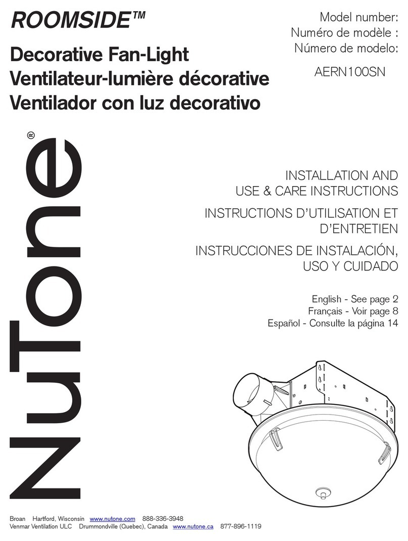 NuTone ROOMSIDE AERN100SN Installation and Use & Care Instructions