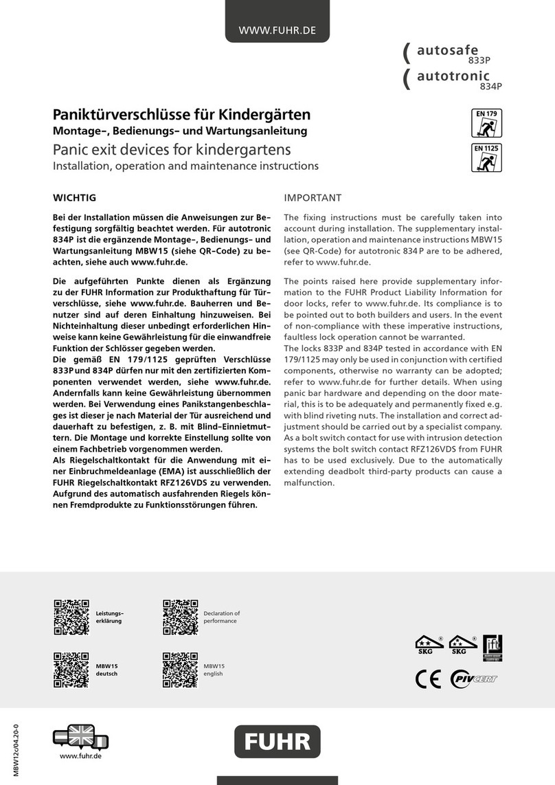 FUHR Autosafe 833P Installation, operation and maintenance instructions