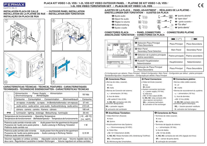 Fermax 1-2L VDS KIT VIDEO OUTDOOR PANEL installation instructions