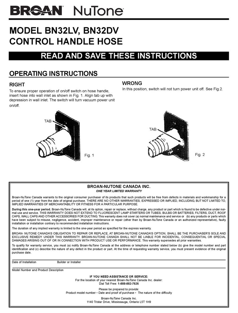 Broan NuTone BN32LV operating instructions