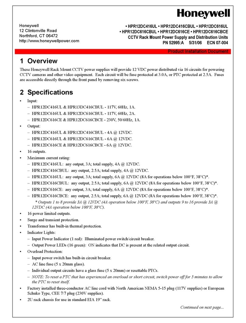Honeywell HPR12DC416UL Product installation document