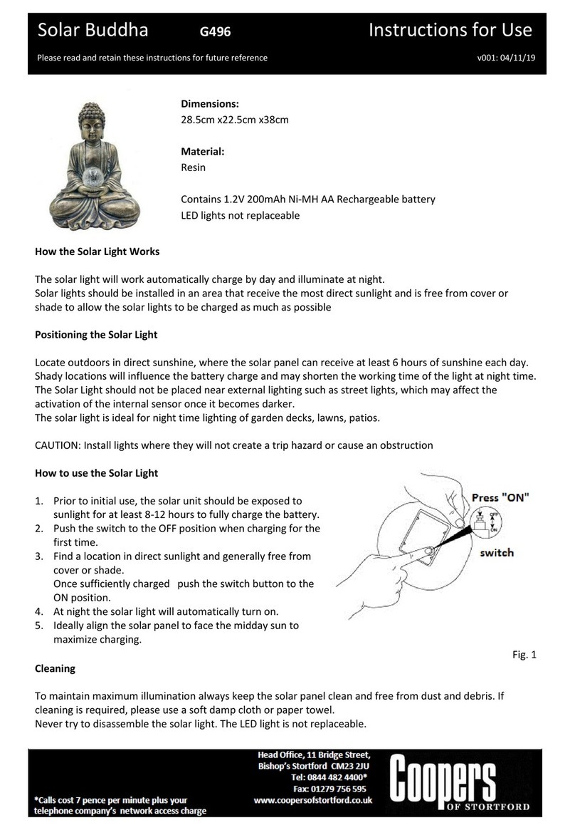 Coopers of Stortford Solar Buddha G496 Instructions for use Coopers of Stortford Solar Buddha G496 Instructions for use