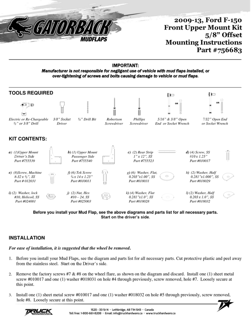 Gatorback Mudflaps 756683 Mounting instructions Gatorback Mudflaps 756683 Mounting instructions