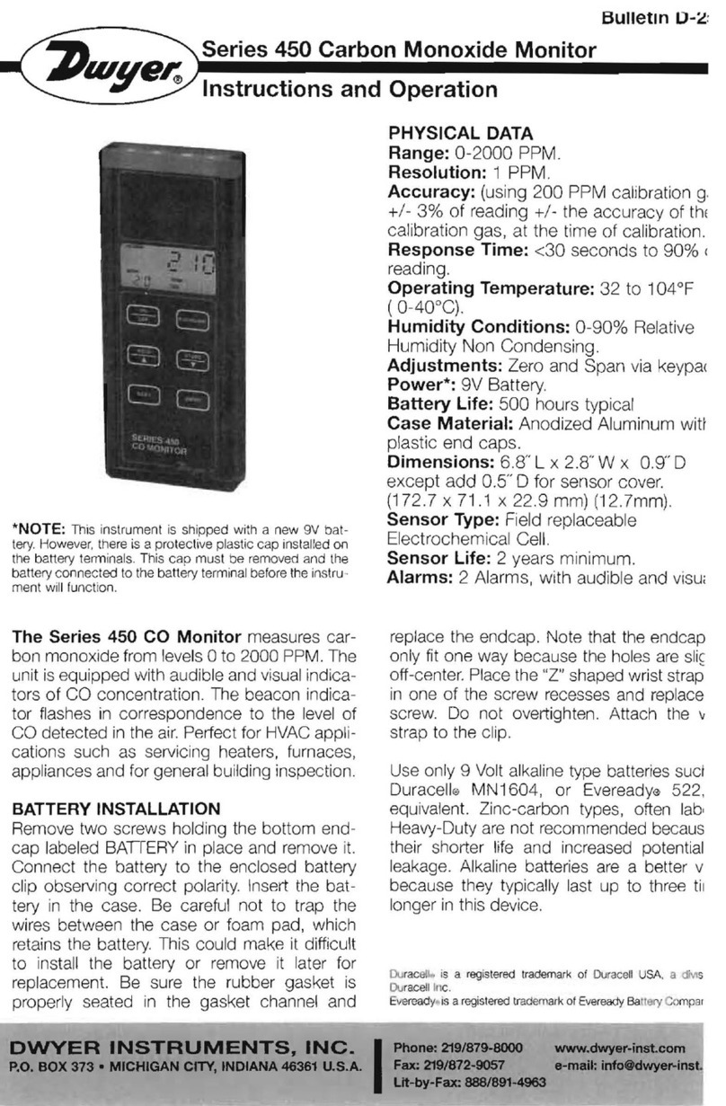 Dwyer Instruments 450 Series Operation and maintenance manual