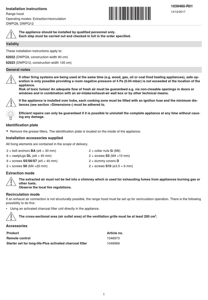 V-ZUG DWPQ9 installation instructions