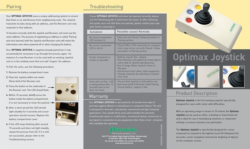 Pretorian Optimax Joystick User manual Pretorian Optimax Joystick User manual