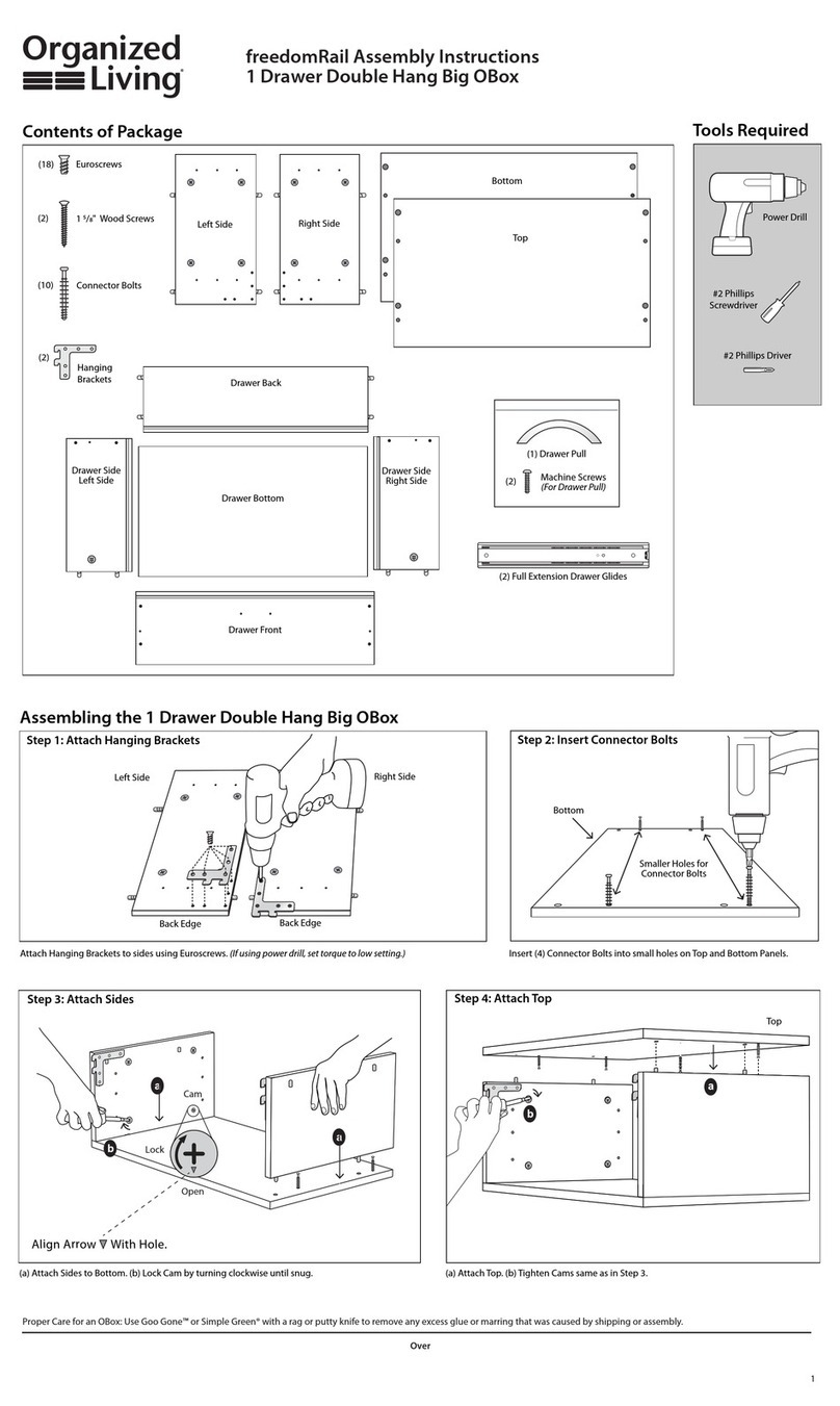 Organized Living freedomRail 1 Drawer Double Hang Big OBox Assembly instructions