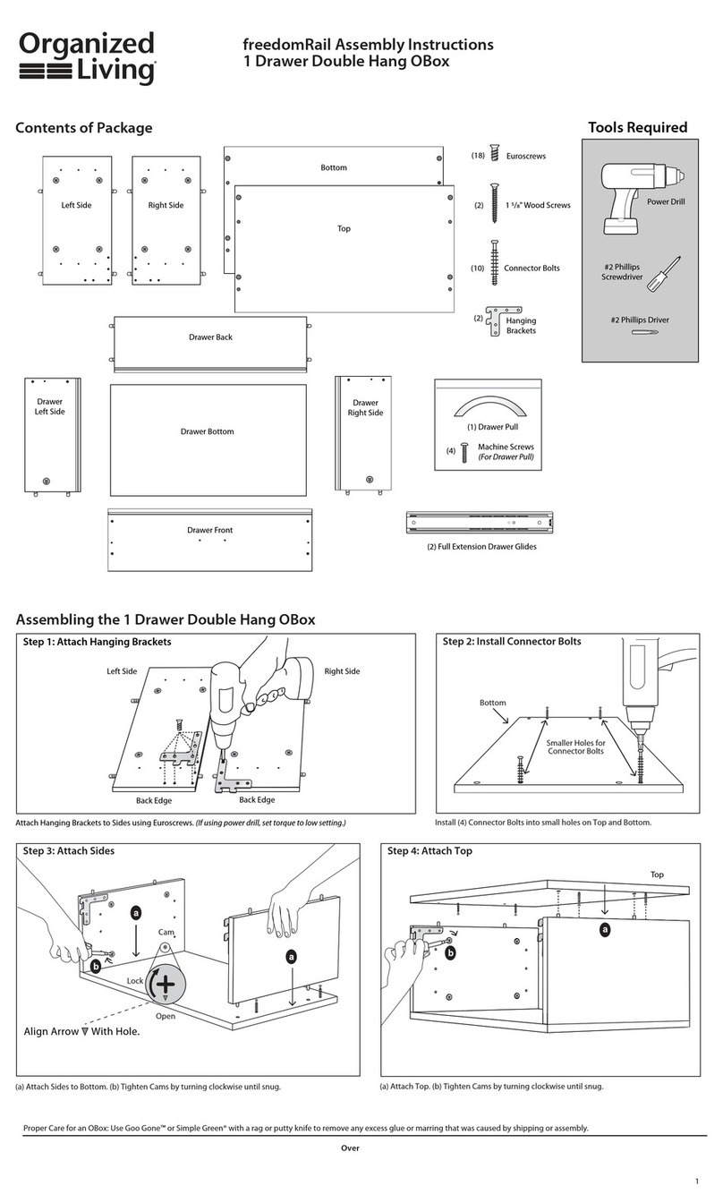 Organized Living freedomRail 1 Drawer Double Hang OBox Assembly instructions