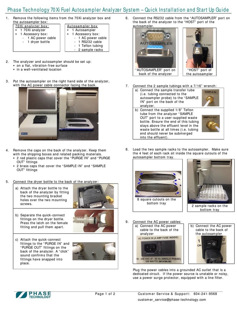 Phase Technologies 70Xi Quick installation and start-up guide