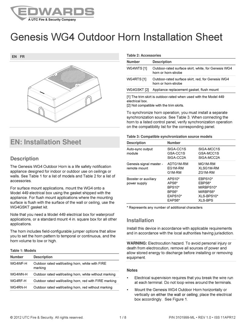 UTC Fire and Security Edwards Genesis WG4 Series Installation sheet