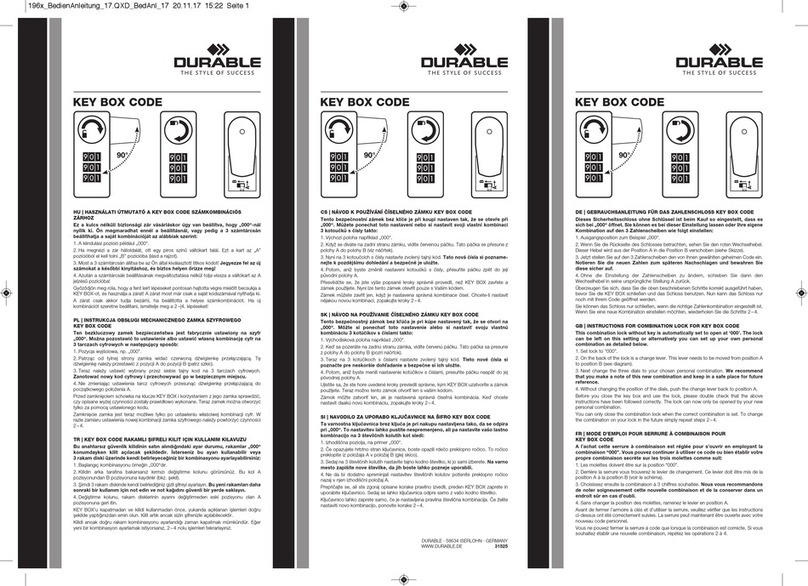 DURABLE Key Box Code User manual
