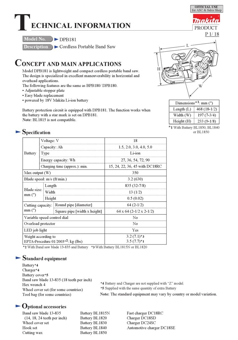 Makita DPB181 technical information