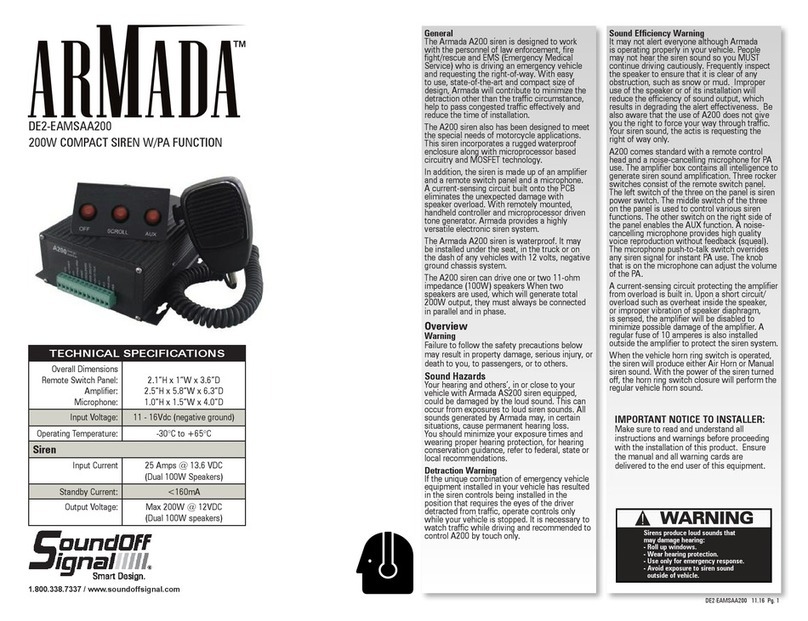 Soundoff Signal Armada A200 User manual