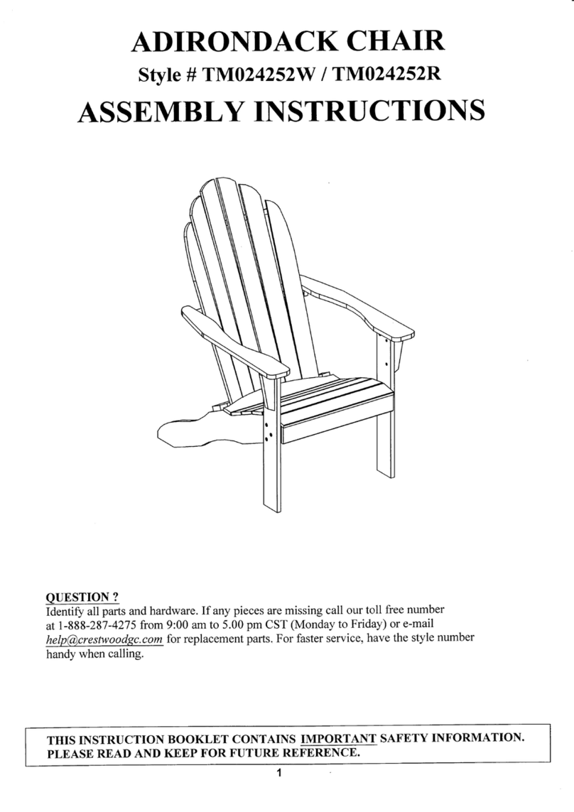 Crestwood ADIRONDACK TM024252W Assembly instructions