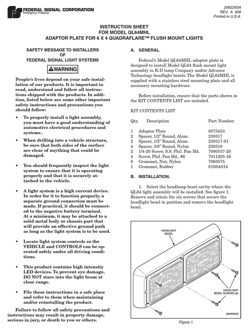 Federal Signal Corporation QL64MHL instruction sheet