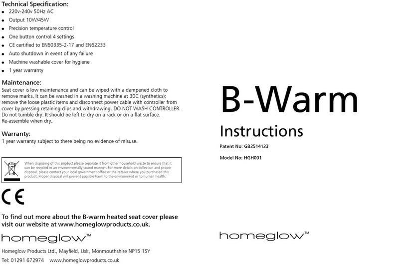 Homeglow B-Warm HGH001 instructions