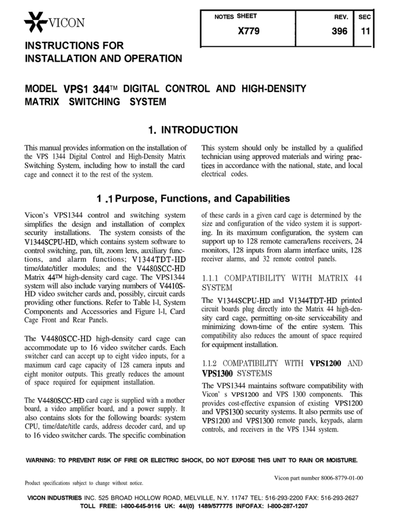 Vicon VPS1344 Instructions for installation and operation