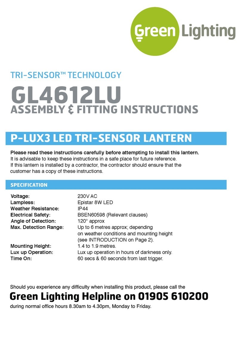Green Lighting TRI-SENSOR GL4612LU Assembly & fitting instructions