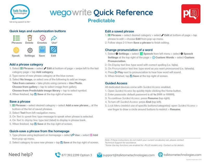 Talk To Me Technologies Wego Write User manual